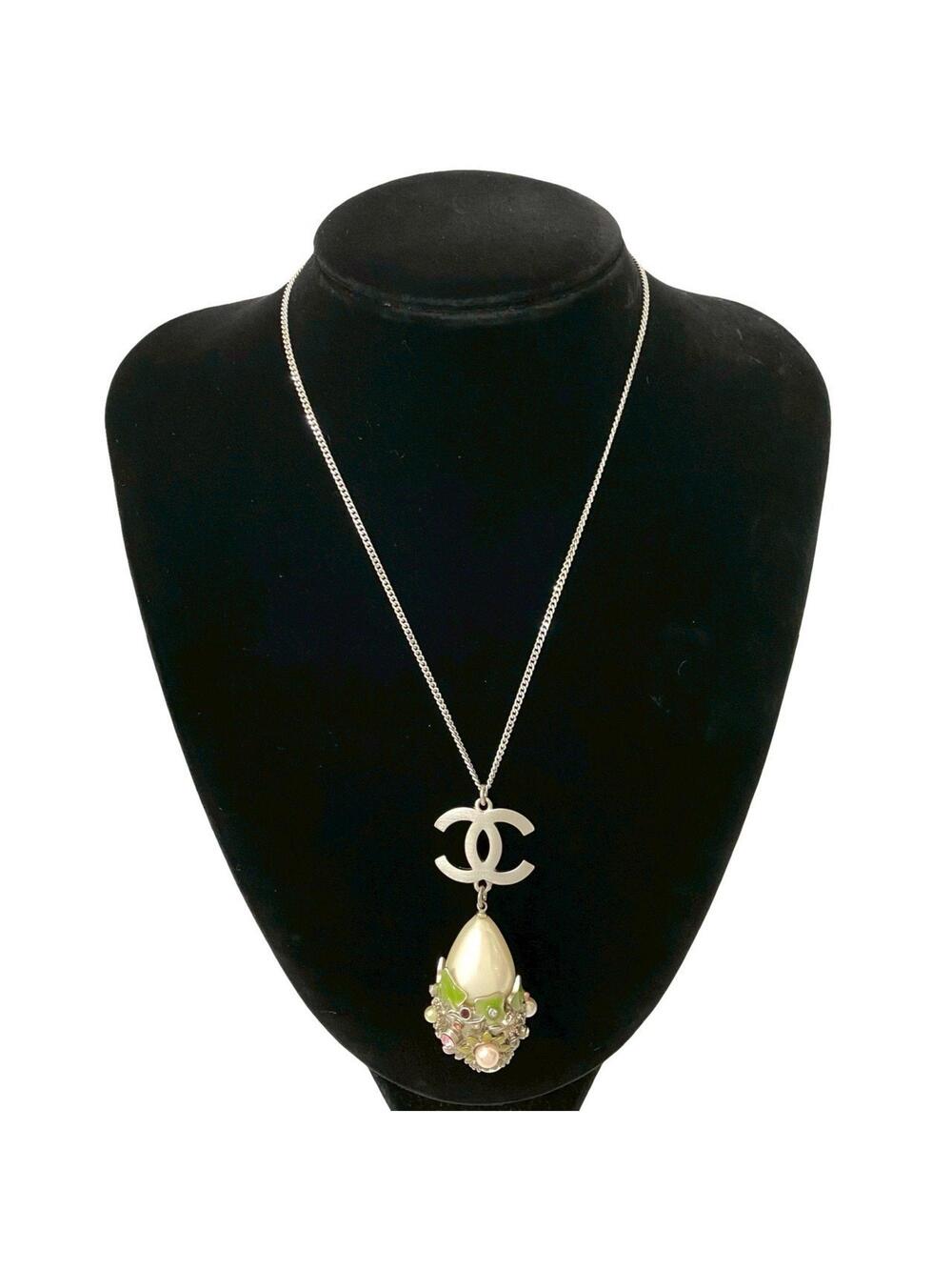 Chanel Cc Logo Chain Pendant Necklace #209755C15B